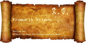 Kramarik Vilmos névjegykártya